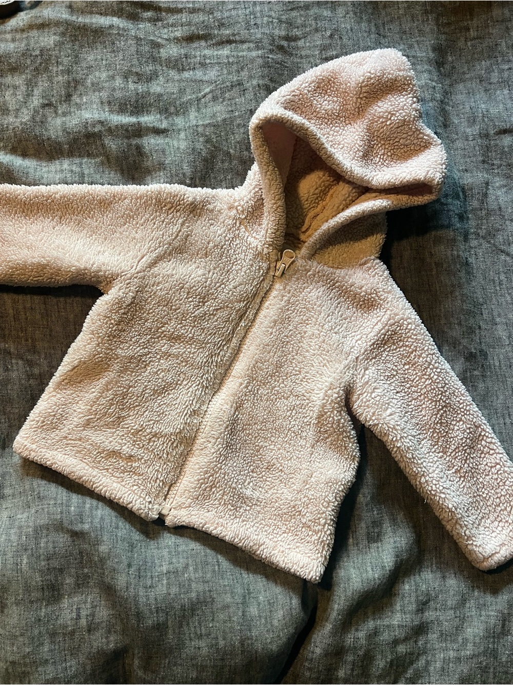 Cozy Hooded Sherpa Zip Jacket - Light Pink